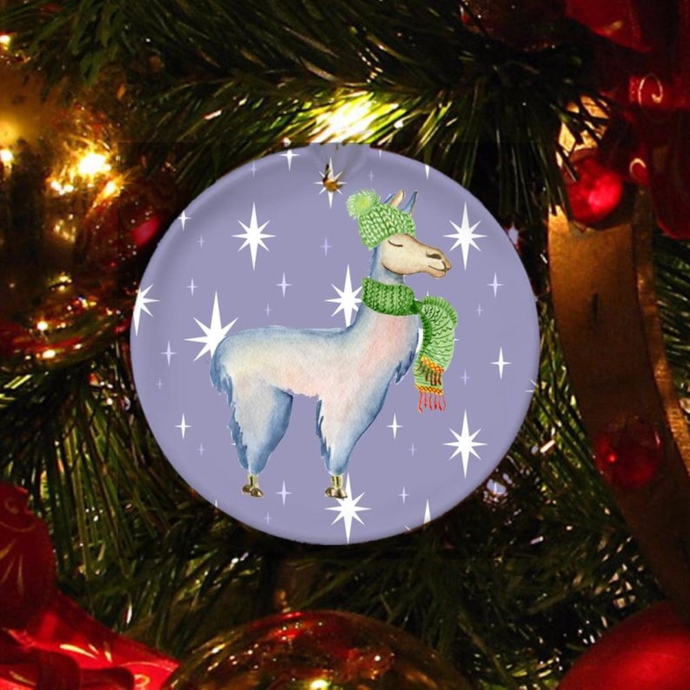 Custom Christmas Tree‎ Ornament set/3, Cute Llamas